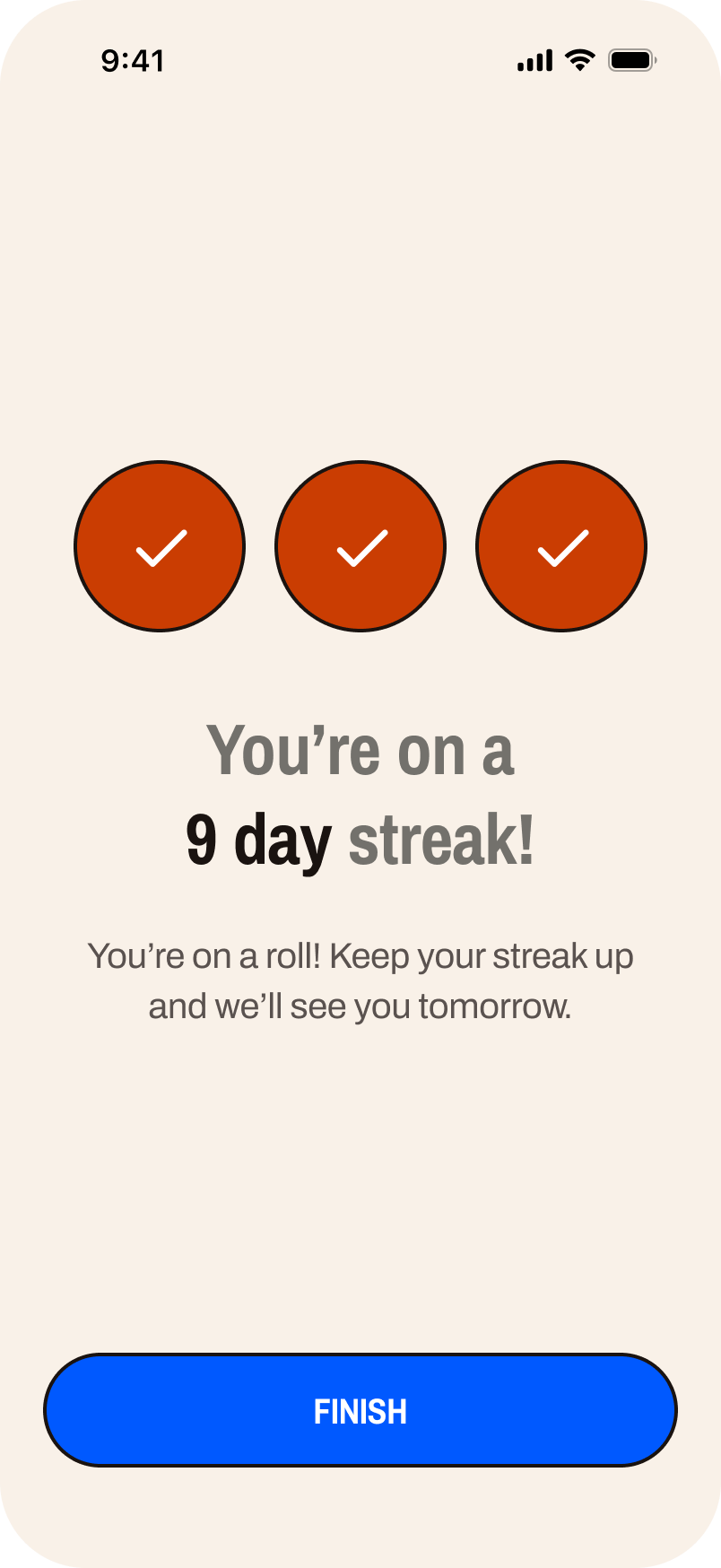 Movable streak tracker showing daily habit progress